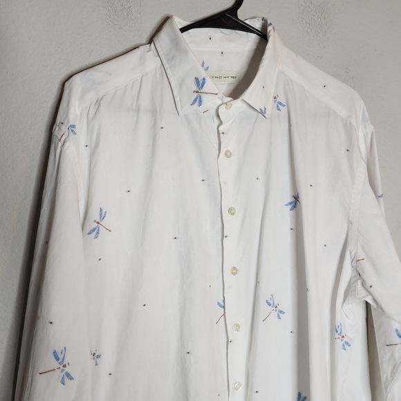 Etro Dragonfly Embroidered Coupe Long-Sleeve Button White Shirt Size Italy 44 XL - Picture 11 of 16